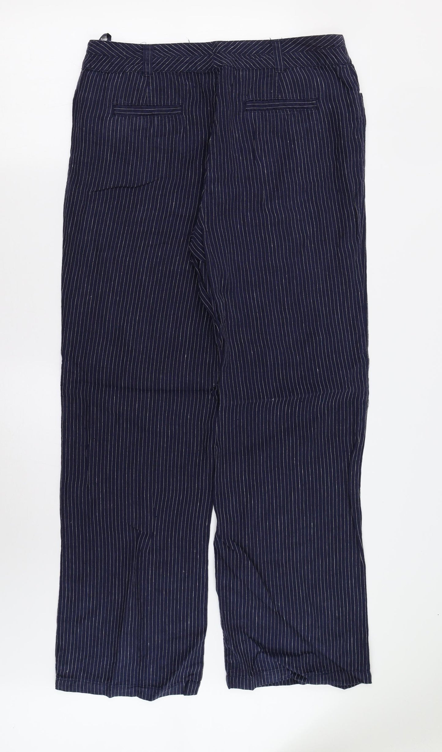 Laura Ashley Womens Blue Striped  Trousers  Size 14 L31 in