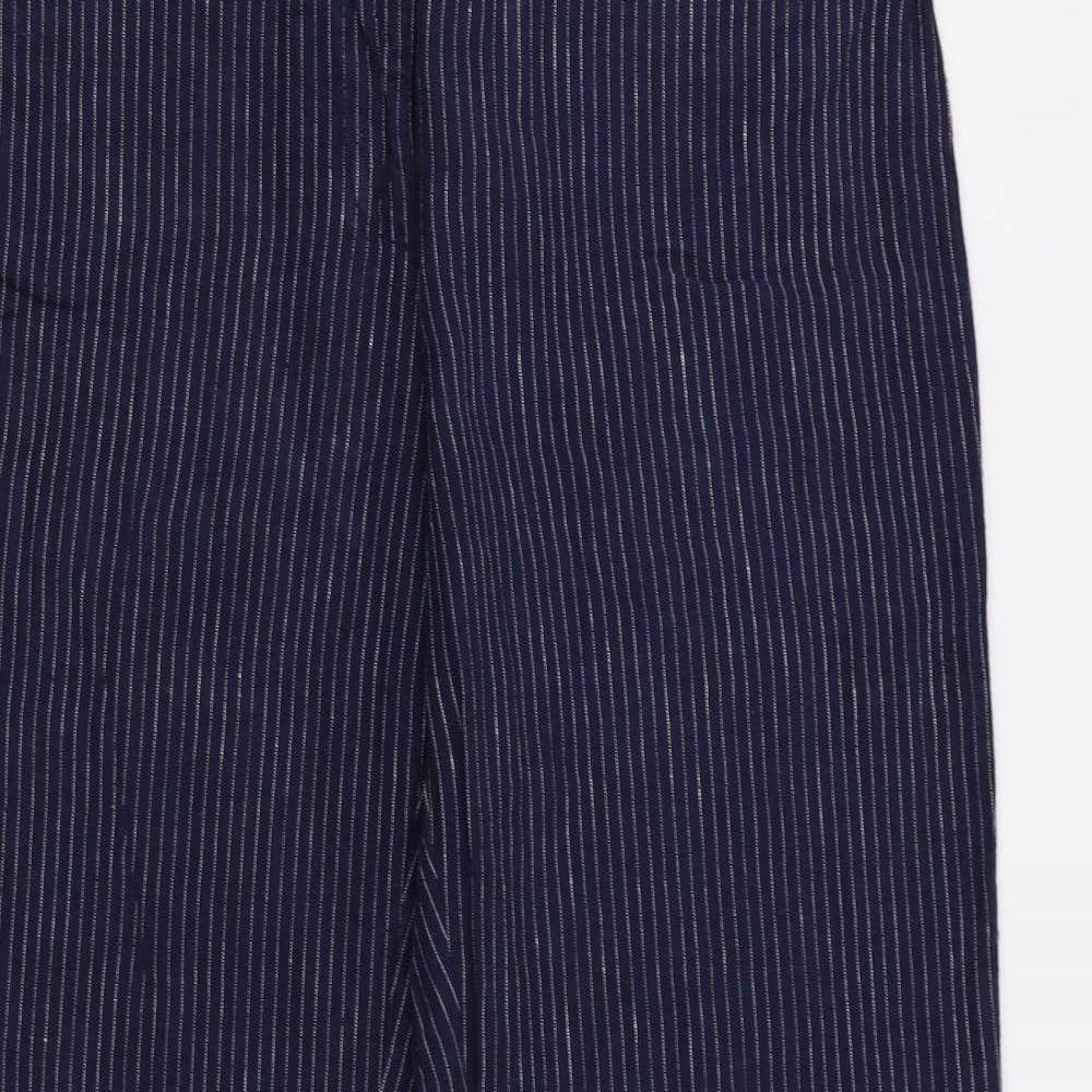 Laura Ashley Womens Blue Striped  Trousers  Size 14 L31 in