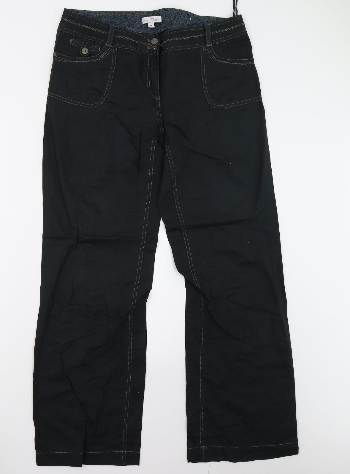 s.Oliver Womens Black   Trousers  Size 14 L31 in