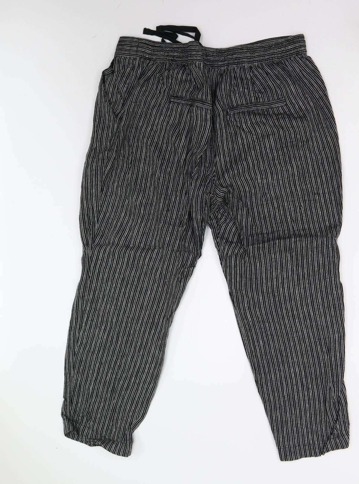 Next Petite Womens Grey Striped  Trousers  Size 16 L25 in