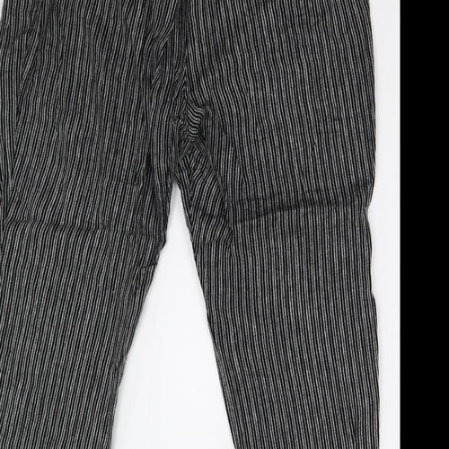 Next Petite Womens Grey Striped  Trousers  Size 16 L25 in