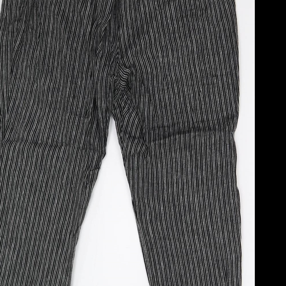 Next Petite Womens Grey Striped  Trousers  Size 16 L25 in