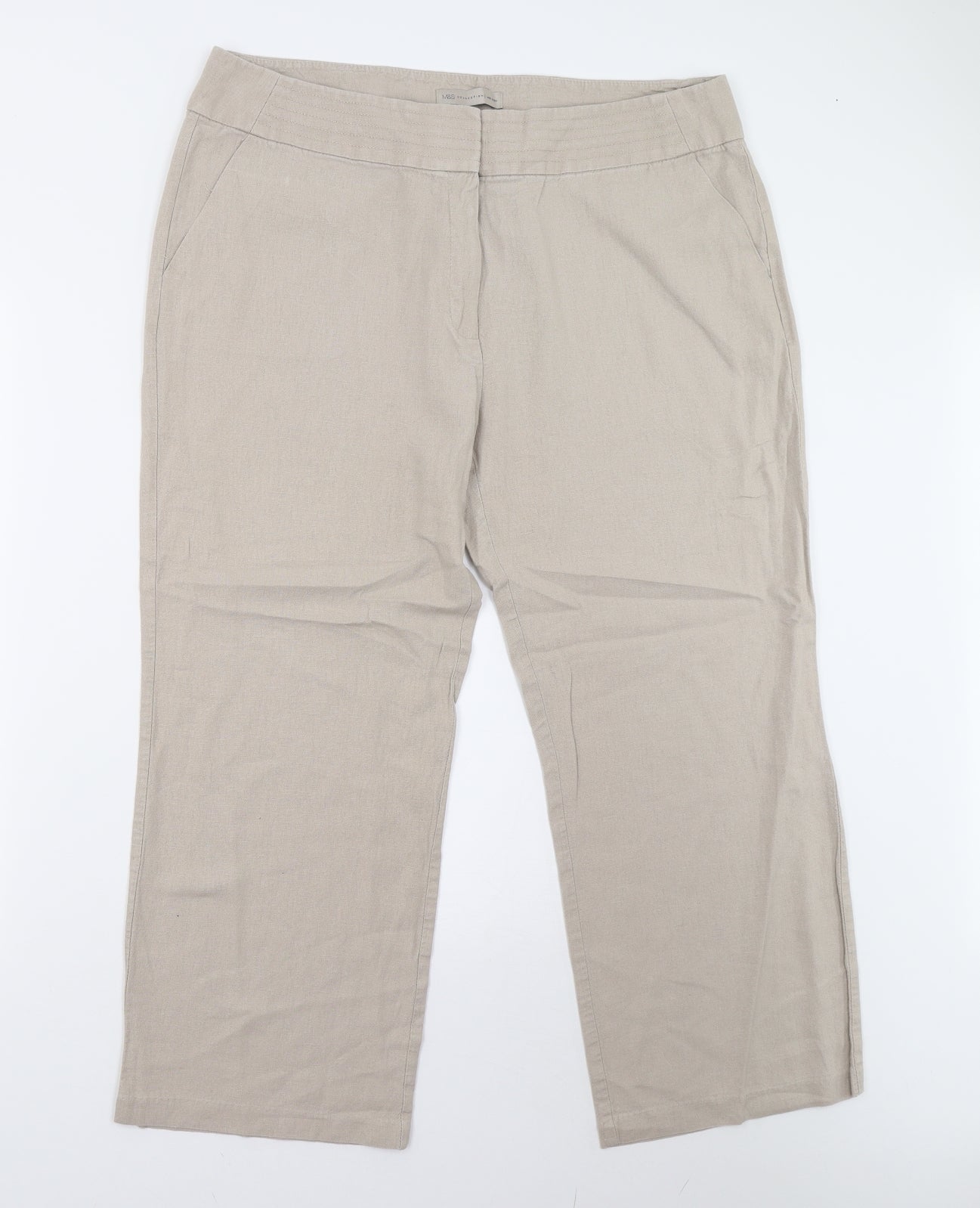 M&S Womens Beige   Trousers  Size 18 L25 in - Short