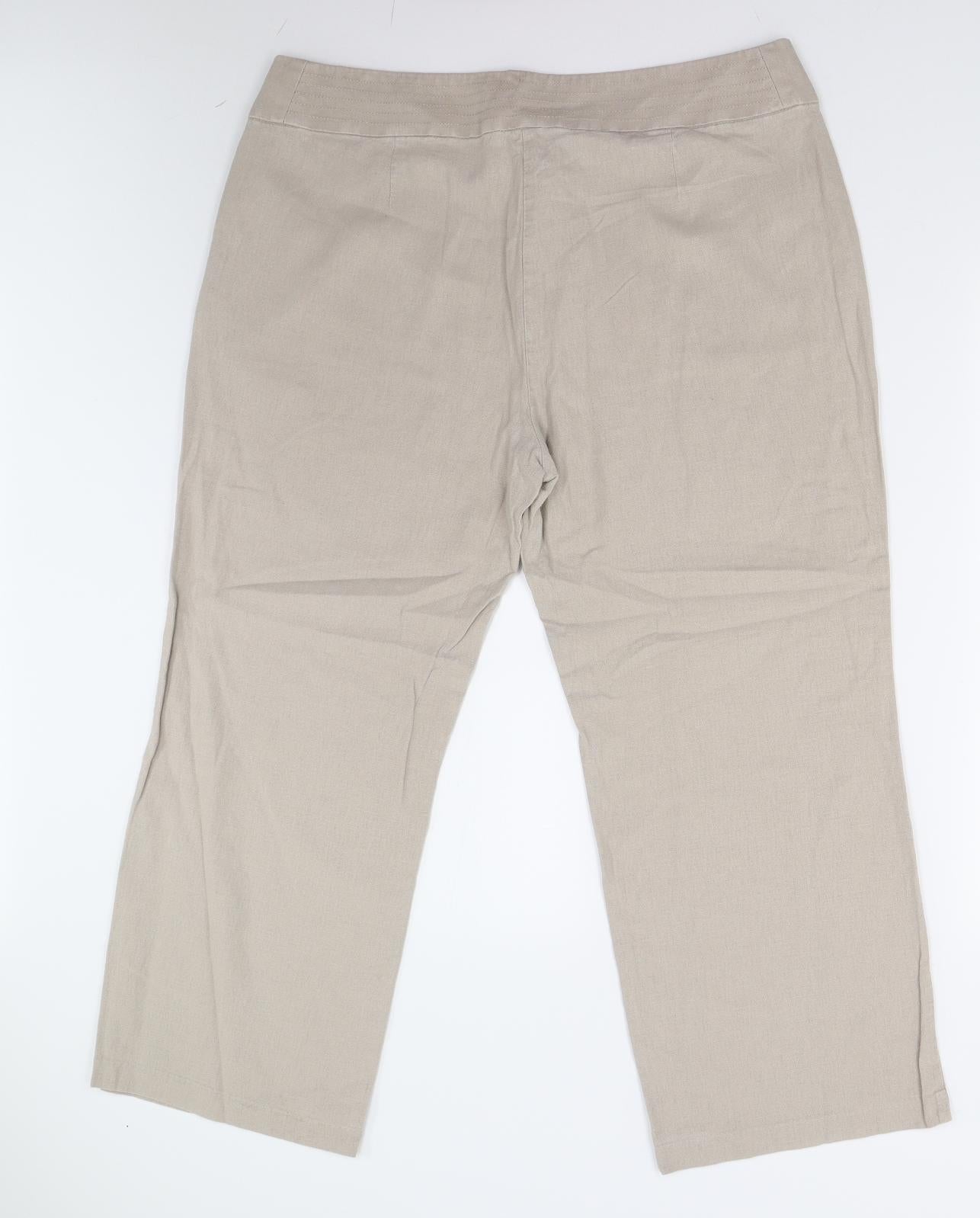 M&S Womens Beige   Trousers  Size 18 L25 in - Short