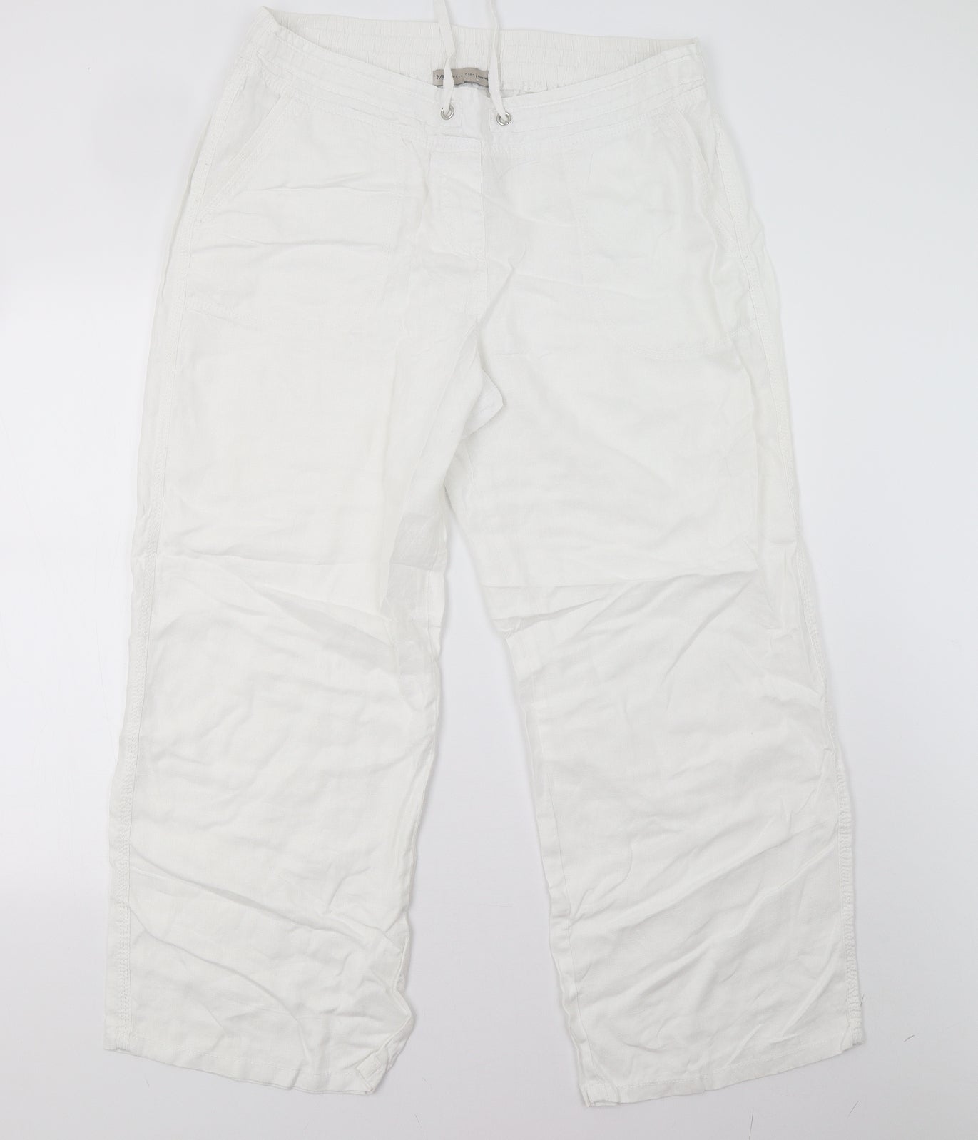 M&S Womens White   Trousers  Size 16 L29 in