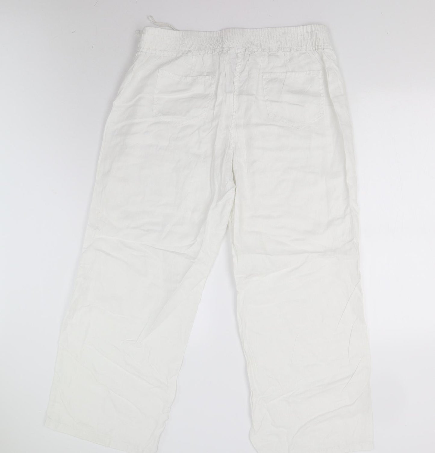 M&S Womens White   Trousers  Size 16 L29 in