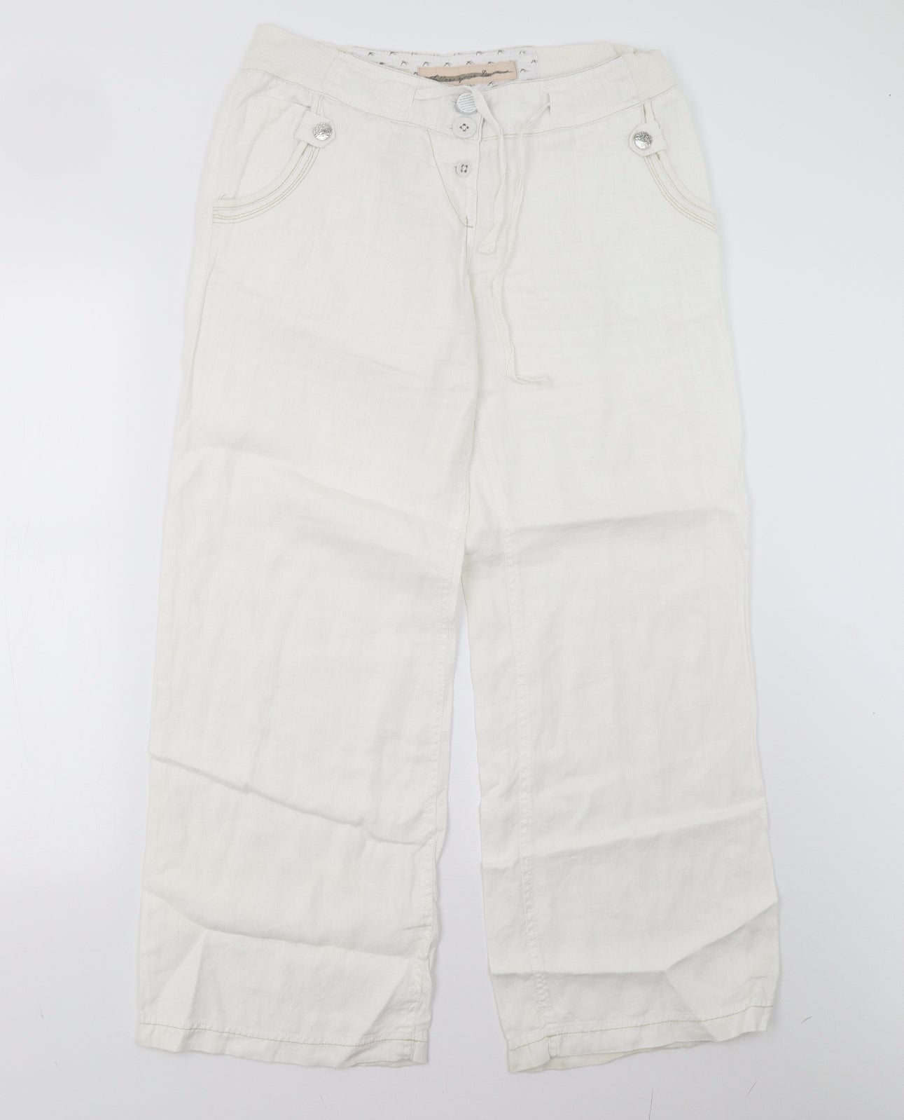 Preworn Womens White   Trousers  Size 12 L30 in