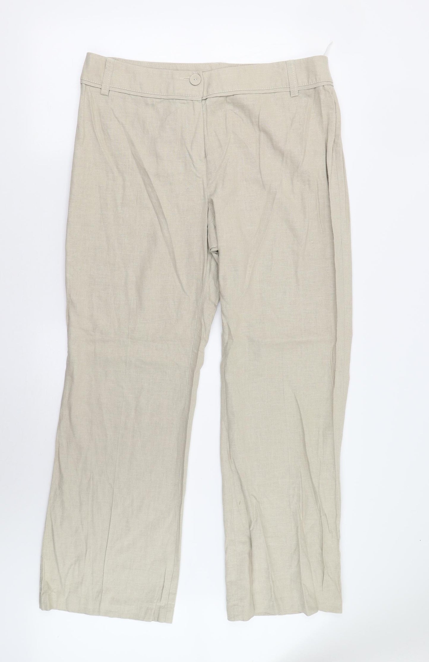 M&S Womens Beige   Trousers  Size 18 L30 in - Long