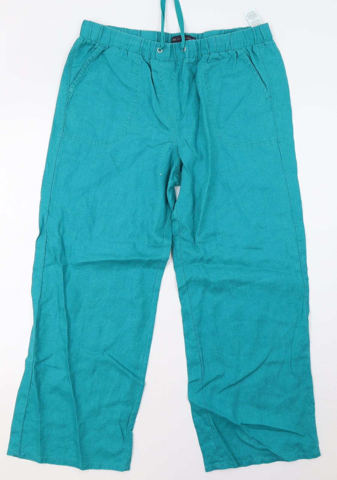 M&S Womens Green   Trousers  Size 14 L27 in - Short