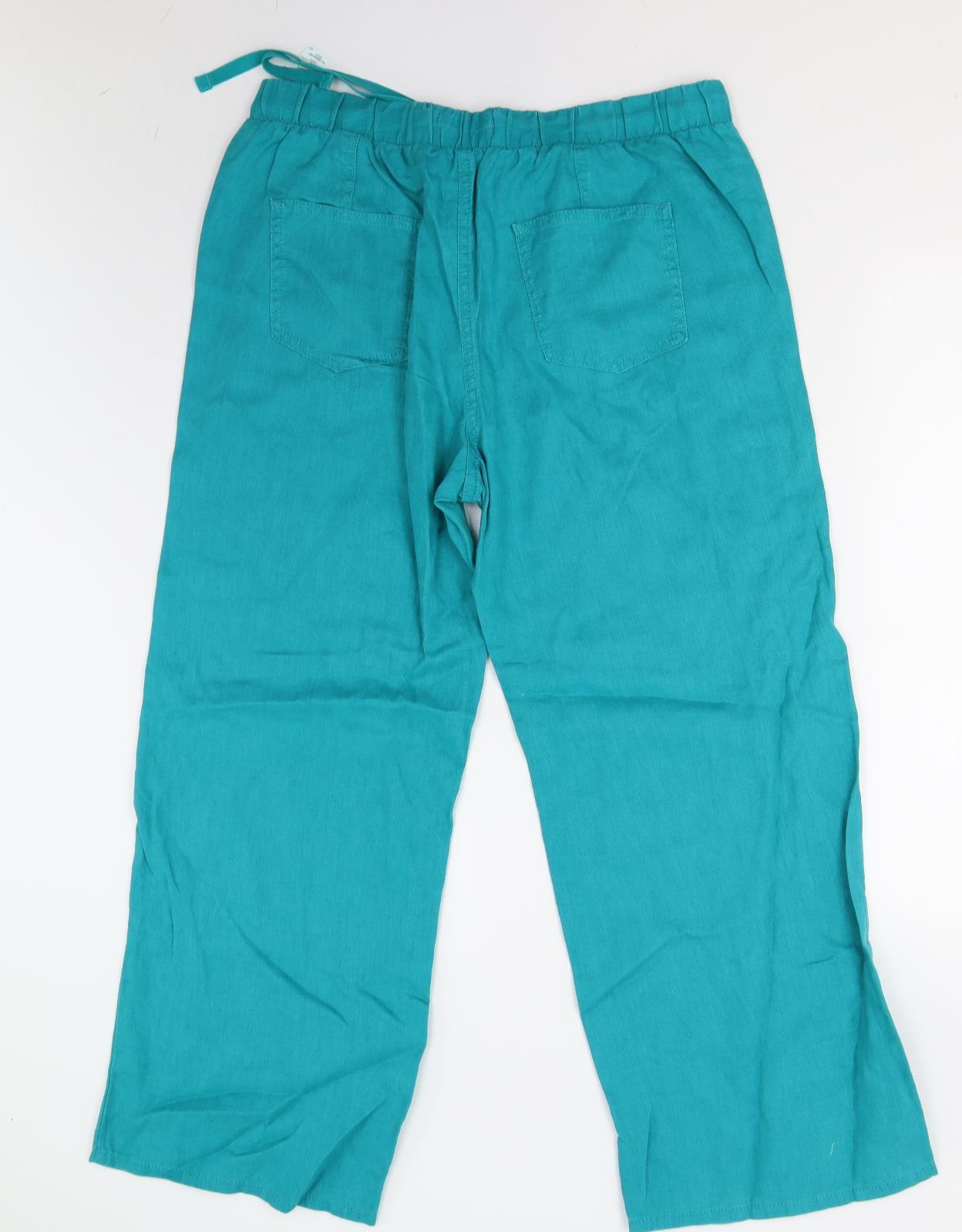 M&S Womens Green   Trousers  Size 14 L27 in - Short
