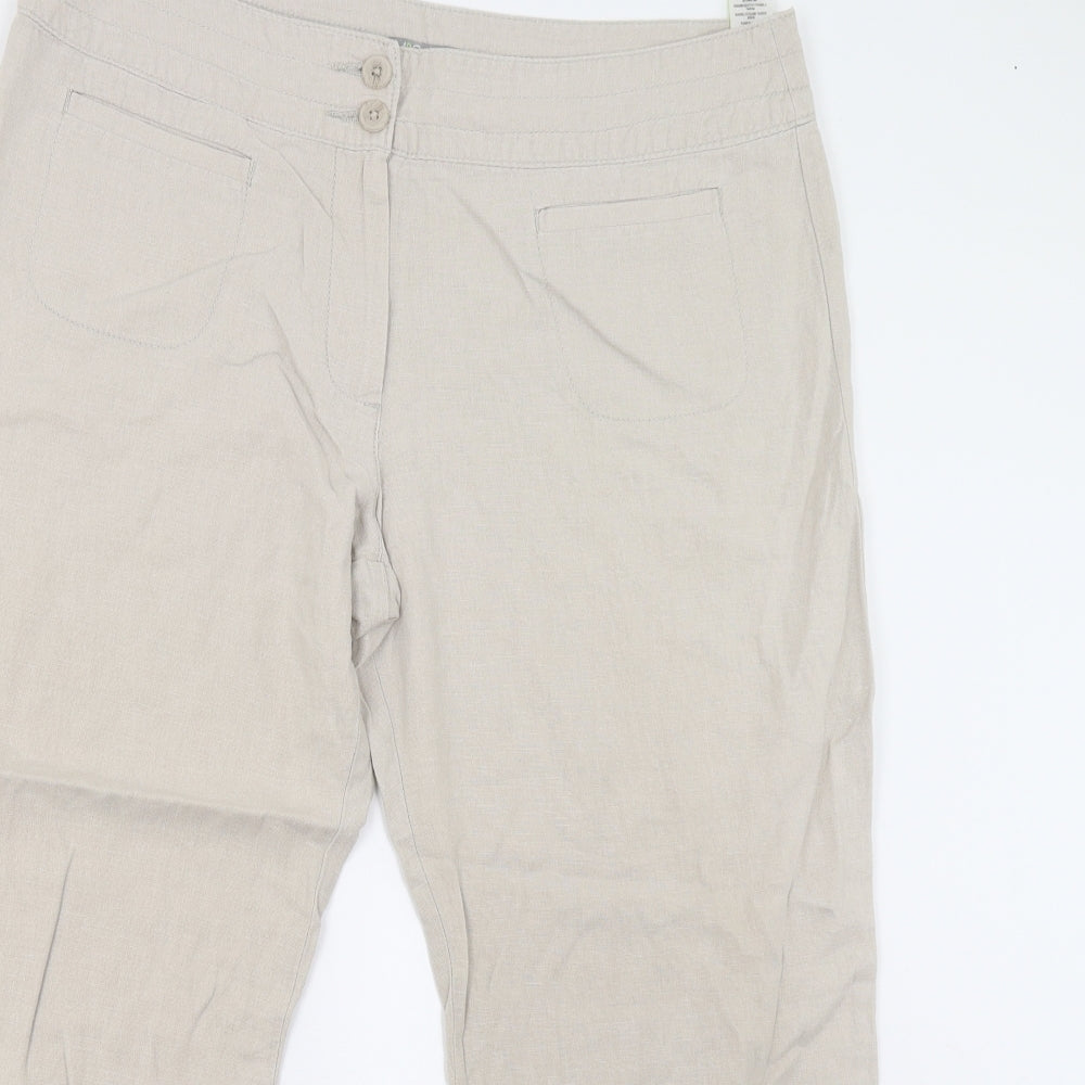 M&S Womens Beige   Trousers  Size 16 L23 in - Short