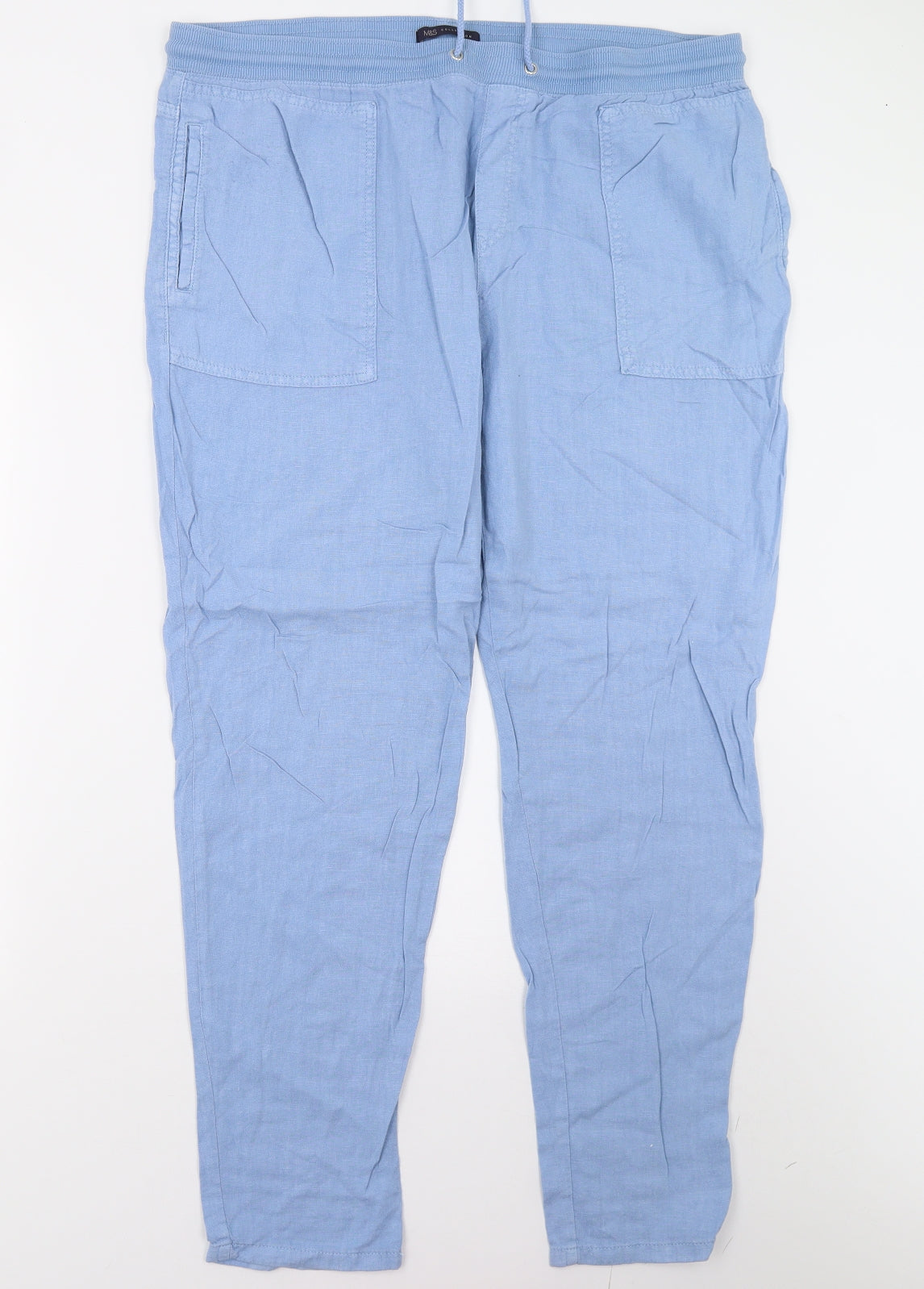 M&S Womens Blue   Trousers  Size 18 L29 in
