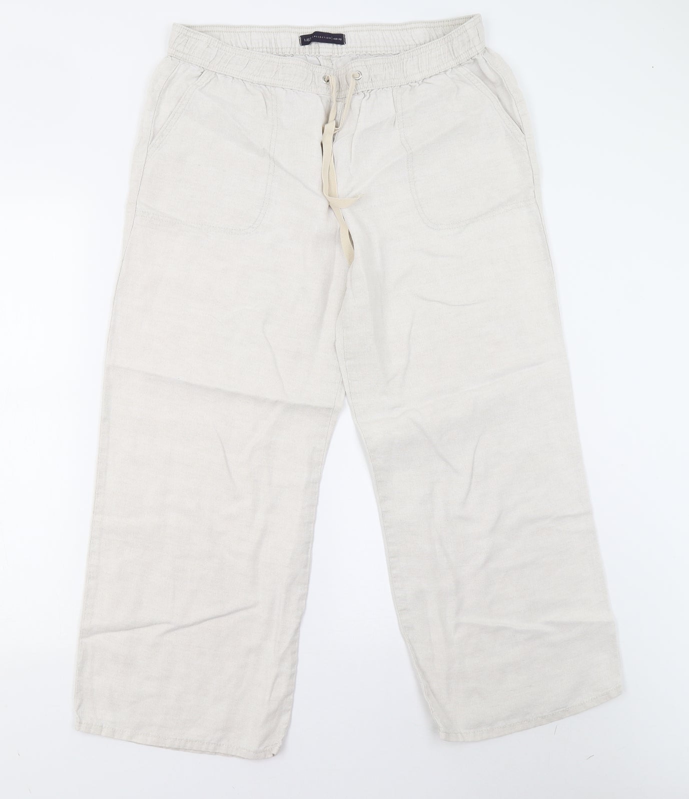 M&S Womens Ivory   Trousers  Size 14 L26 in - Short