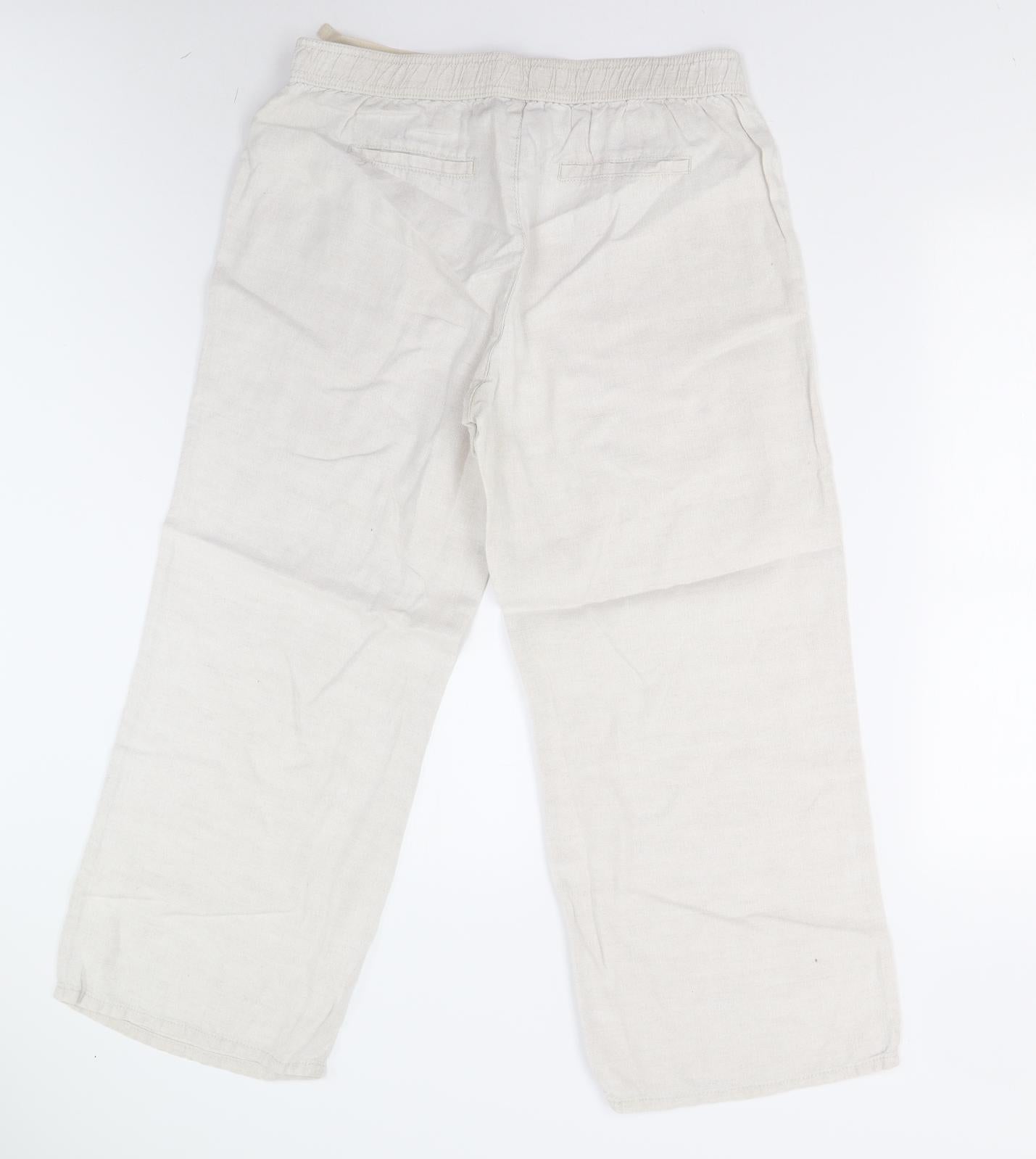 M&S Womens Ivory   Trousers  Size 14 L26 in - Short