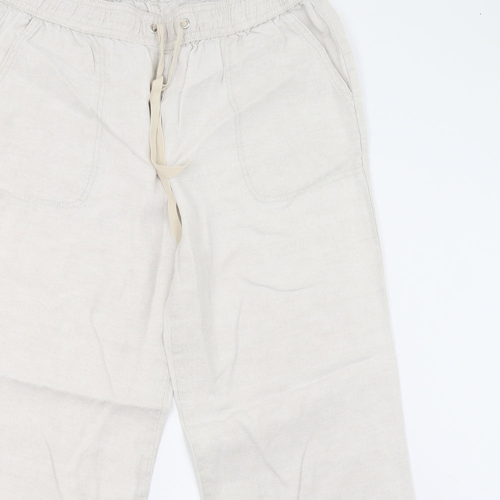M&S Womens Ivory   Trousers  Size 14 L26 in - Short