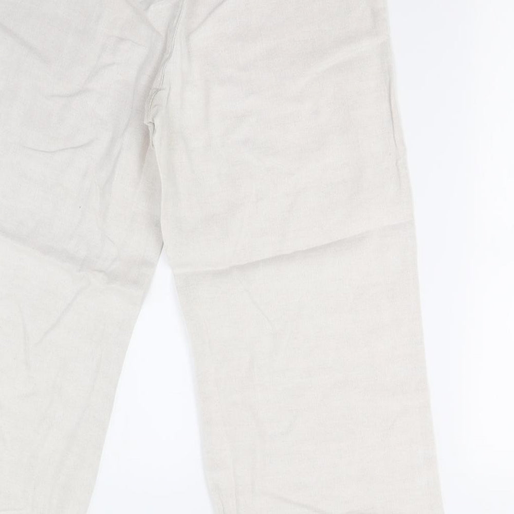 M&S Womens Ivory   Trousers  Size 14 L26 in - Short