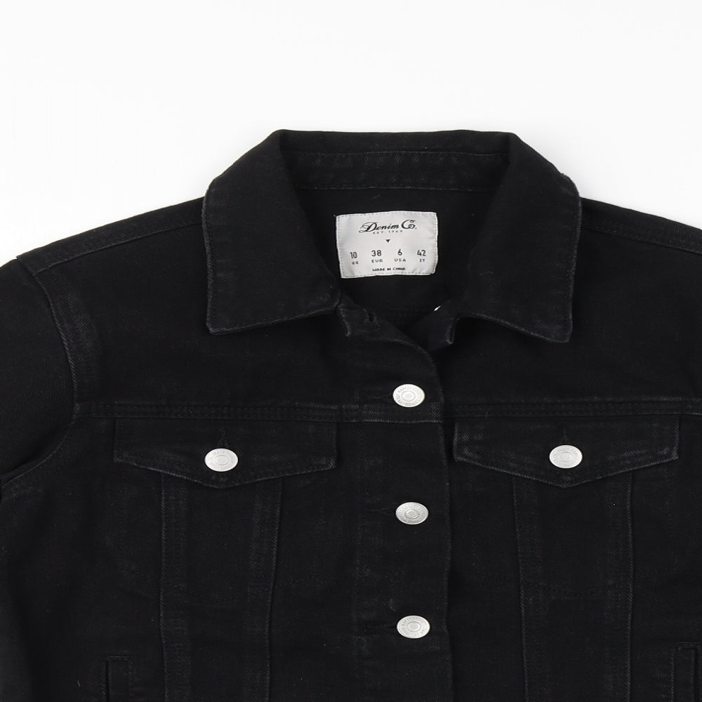 Primark Womens Black  Denim Jacket  Size 10  - Back fringe