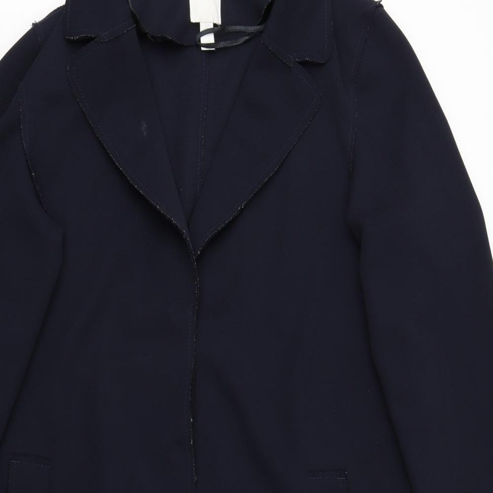 H&M Womens Blue   Overcoat Blazer Size 8