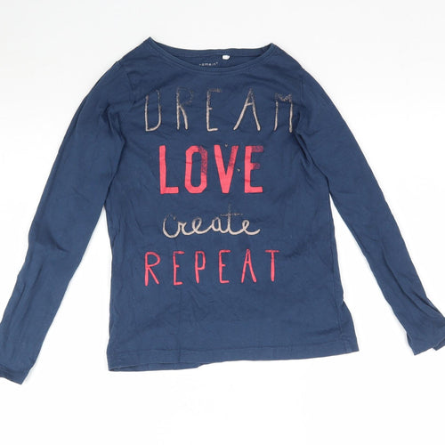 name it Girls Blue   Basic T-Shirt Size 9-10 Years