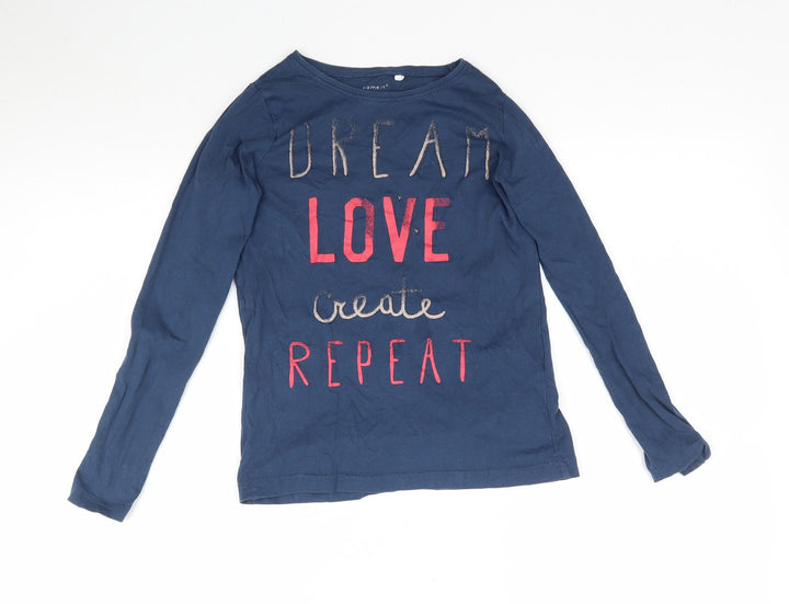 name it Girls Blue Basic T-Shirt Size 9-10 Years