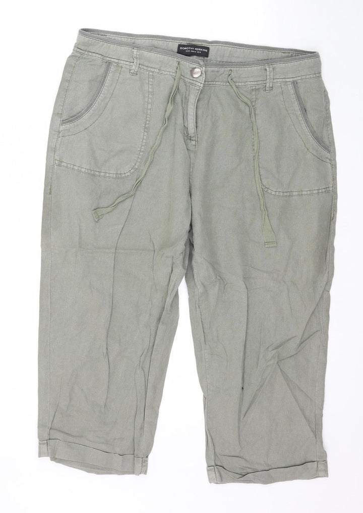 Dorothy Perkins Womens Green Capri Trousers Size 14 L21 in