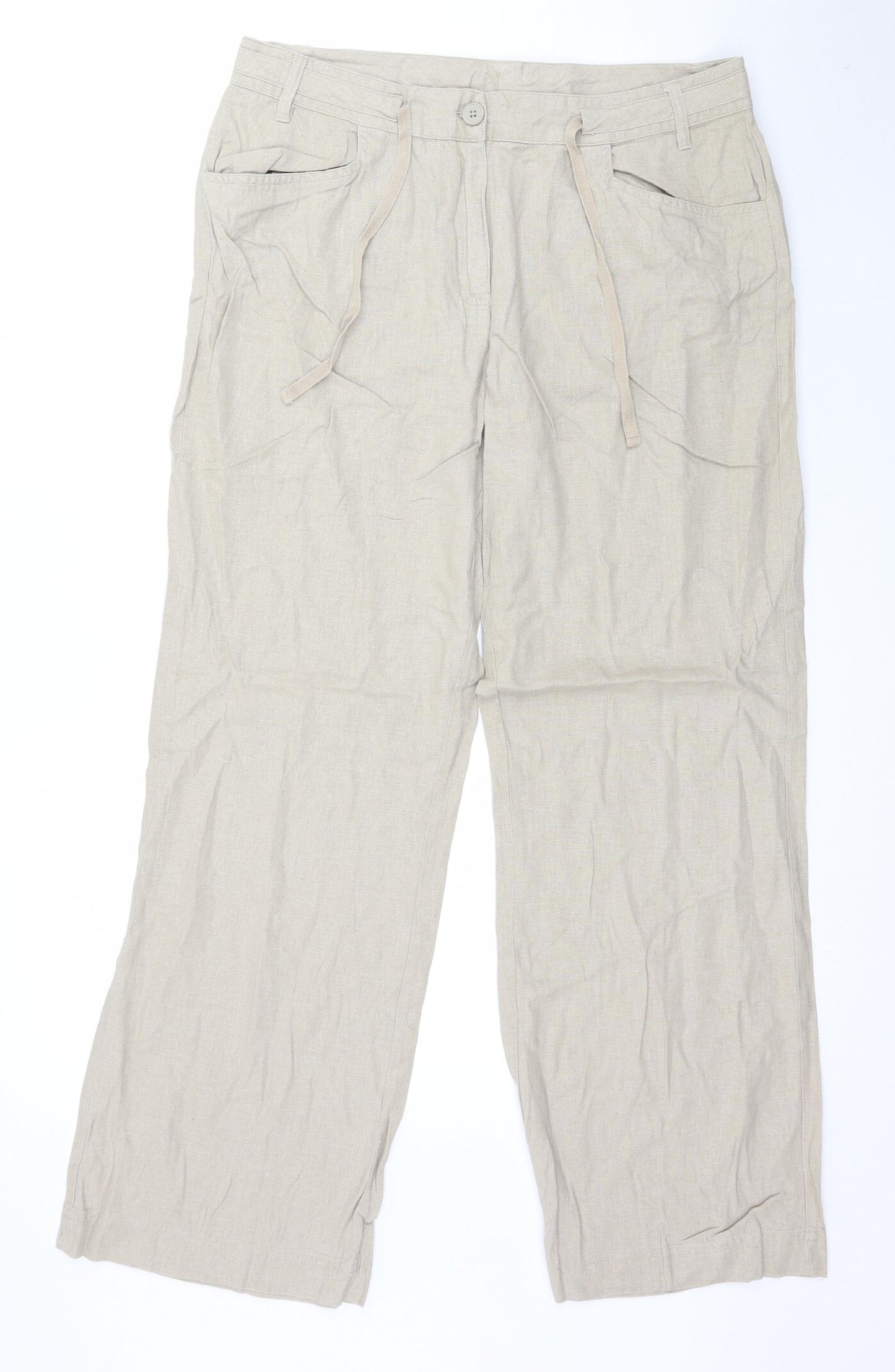 Papaya Womens Beige   Trousers  Size 14 L30 in