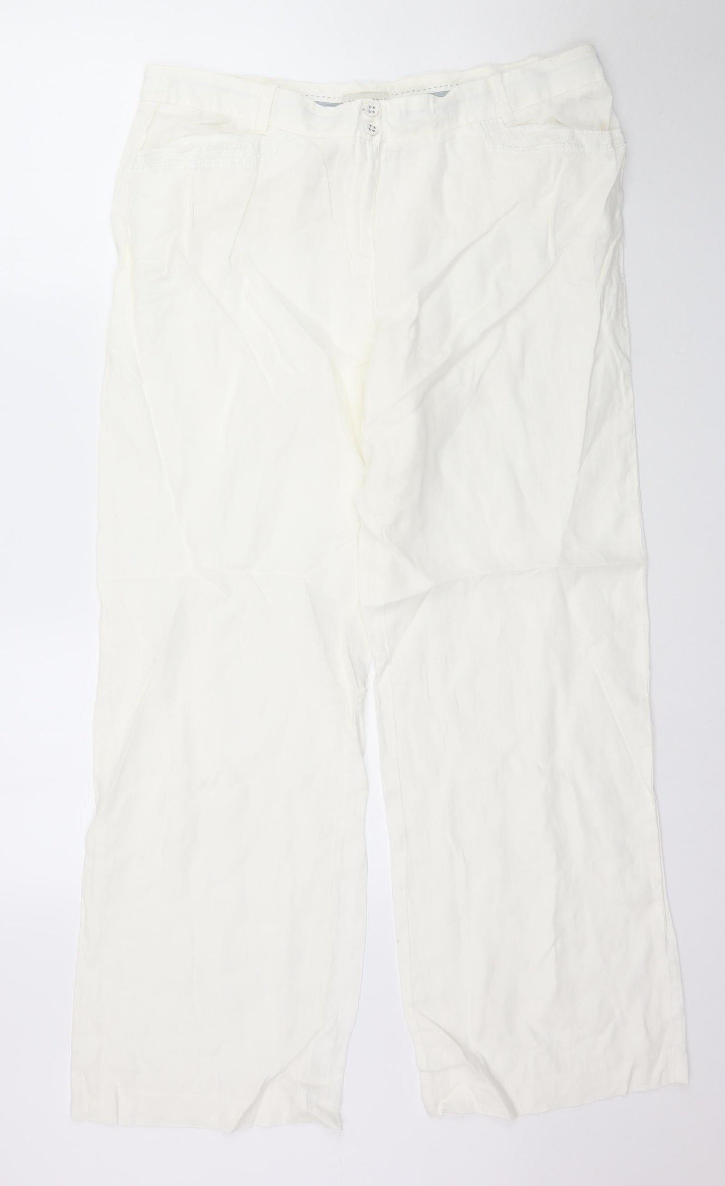 Monsoon Womens Ivory   Trousers  Size 16 L30 in