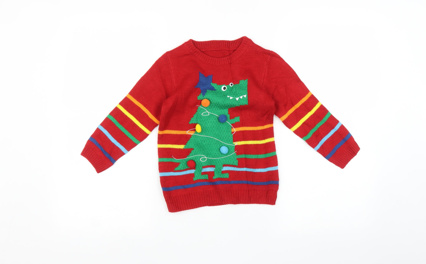 Nutmeg Boys Multicoloured Striped  Pullover Jumper Size 3-4 Years  - Christmas