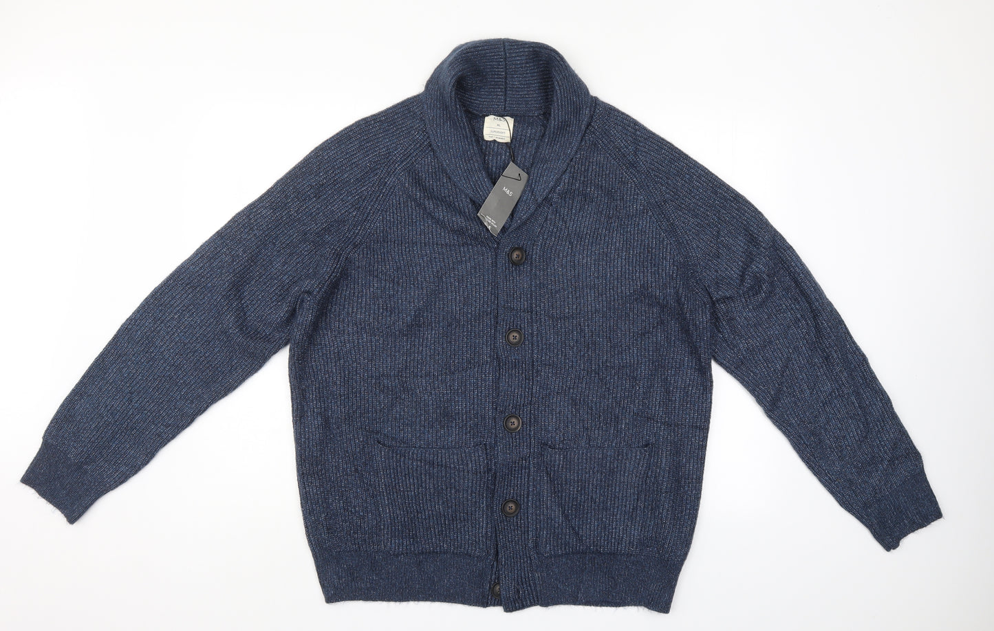 M&S Mens Blue   Cardigan Jumper Size XL