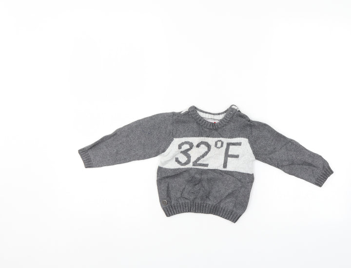Boboli Boys Grey Pullover Jumper Size 9-12 Months