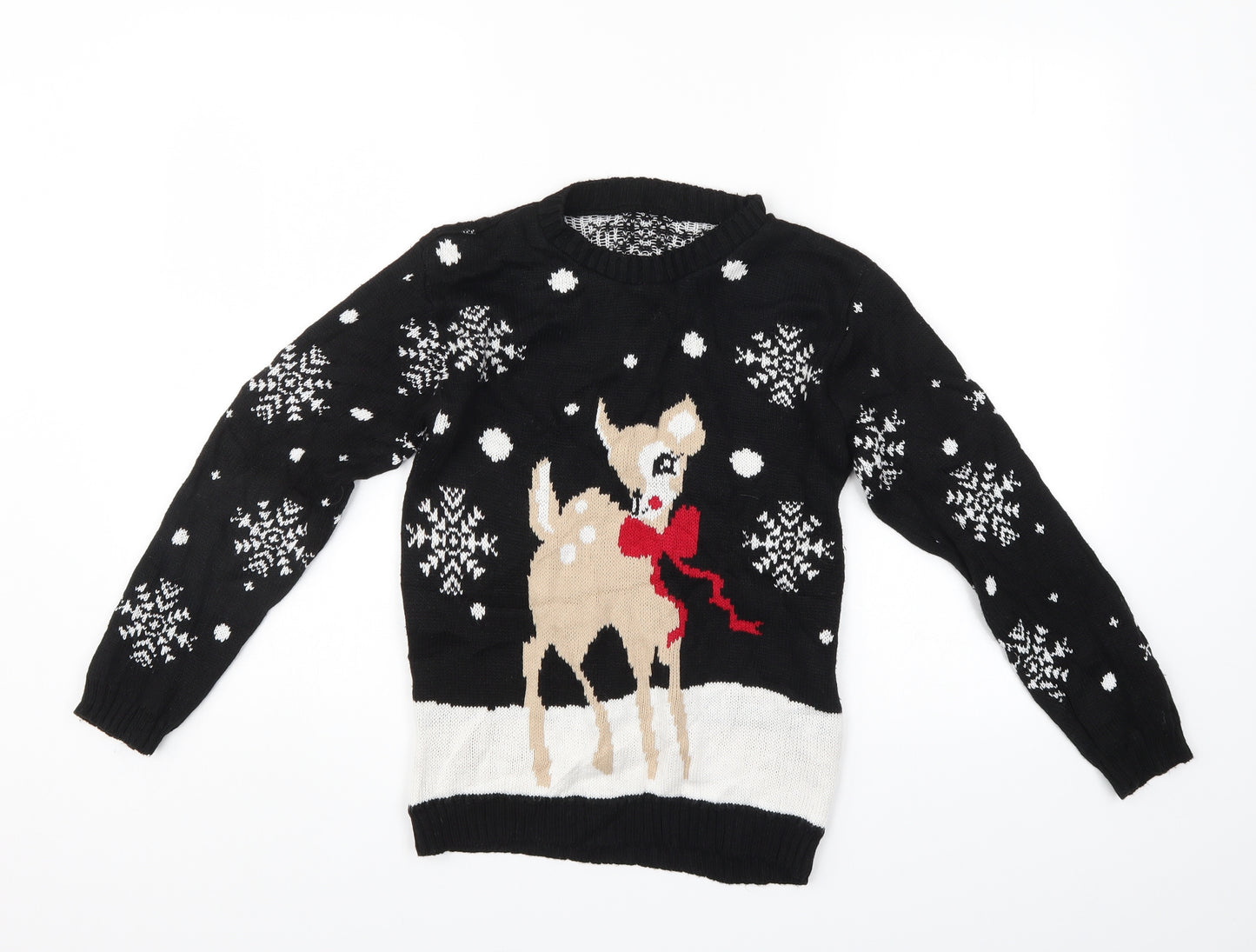 Preworn Girls Black   Pullover Jumper Size 11-12 Years  - christmas jumper