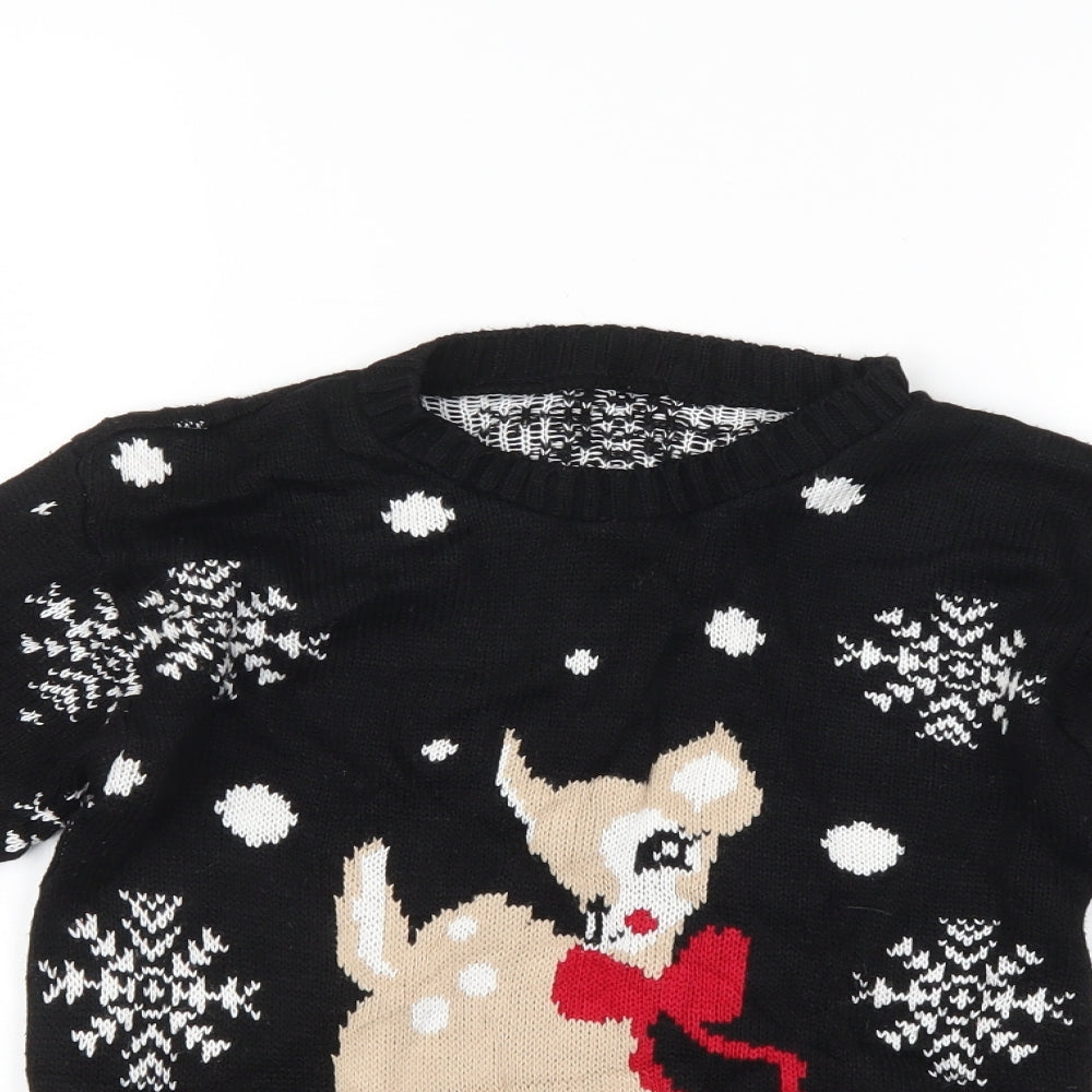 Preworn Girls Black   Pullover Jumper Size 11-12 Years  - christmas jumper