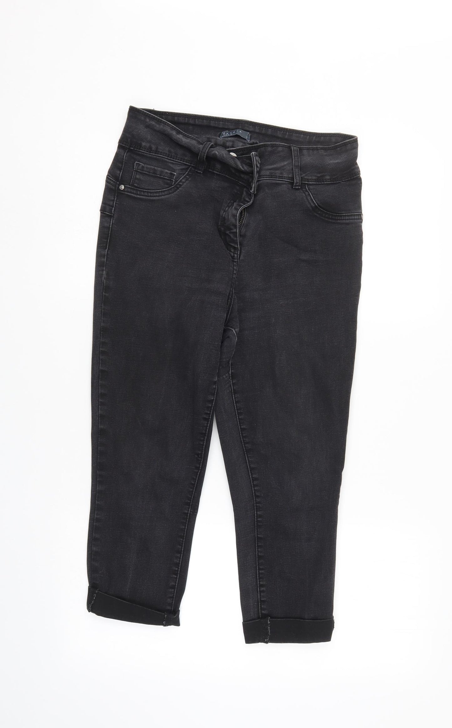 Papaya Womens Black  Denim Cropped Jeans Size 12 L20 in