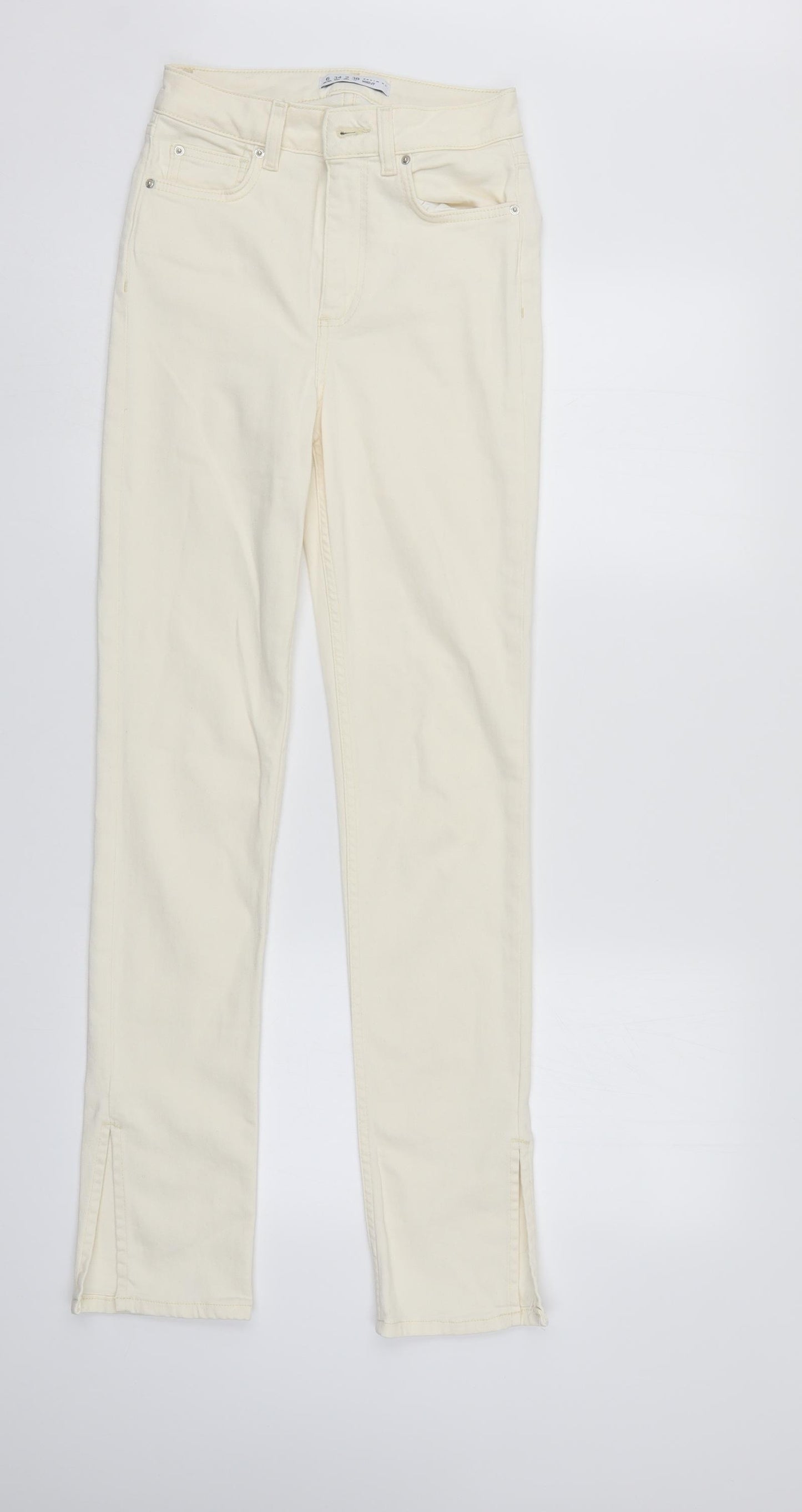 Denim & Co. Womens Ivory  Denim Straight Jeans Size 6 L31 in