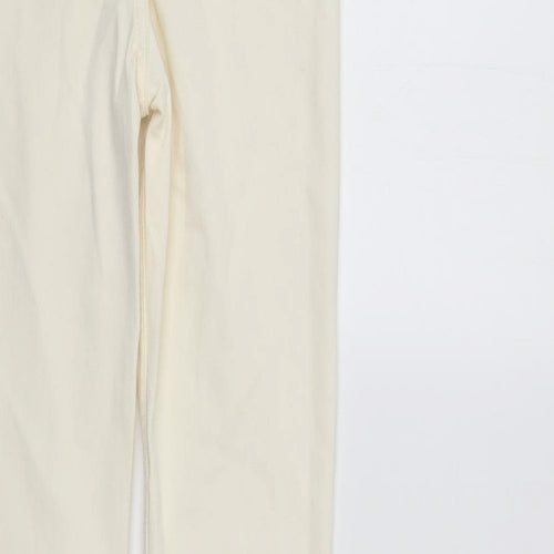 Denim & Co. Womens Ivory  Denim Straight Jeans Size 6 L31 in