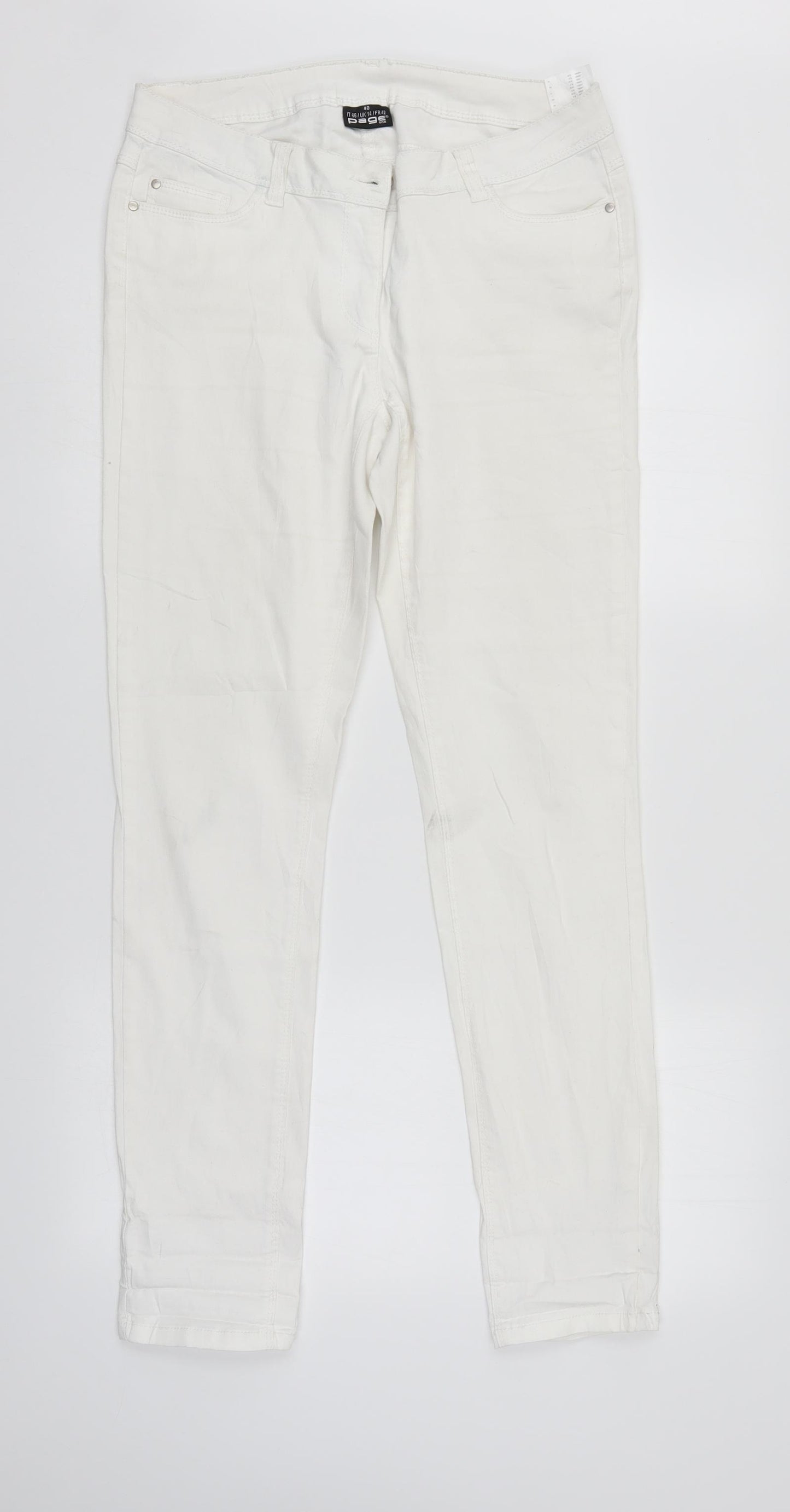 Page One Womens White  Denim Straight Jeans Size 14 L31 in