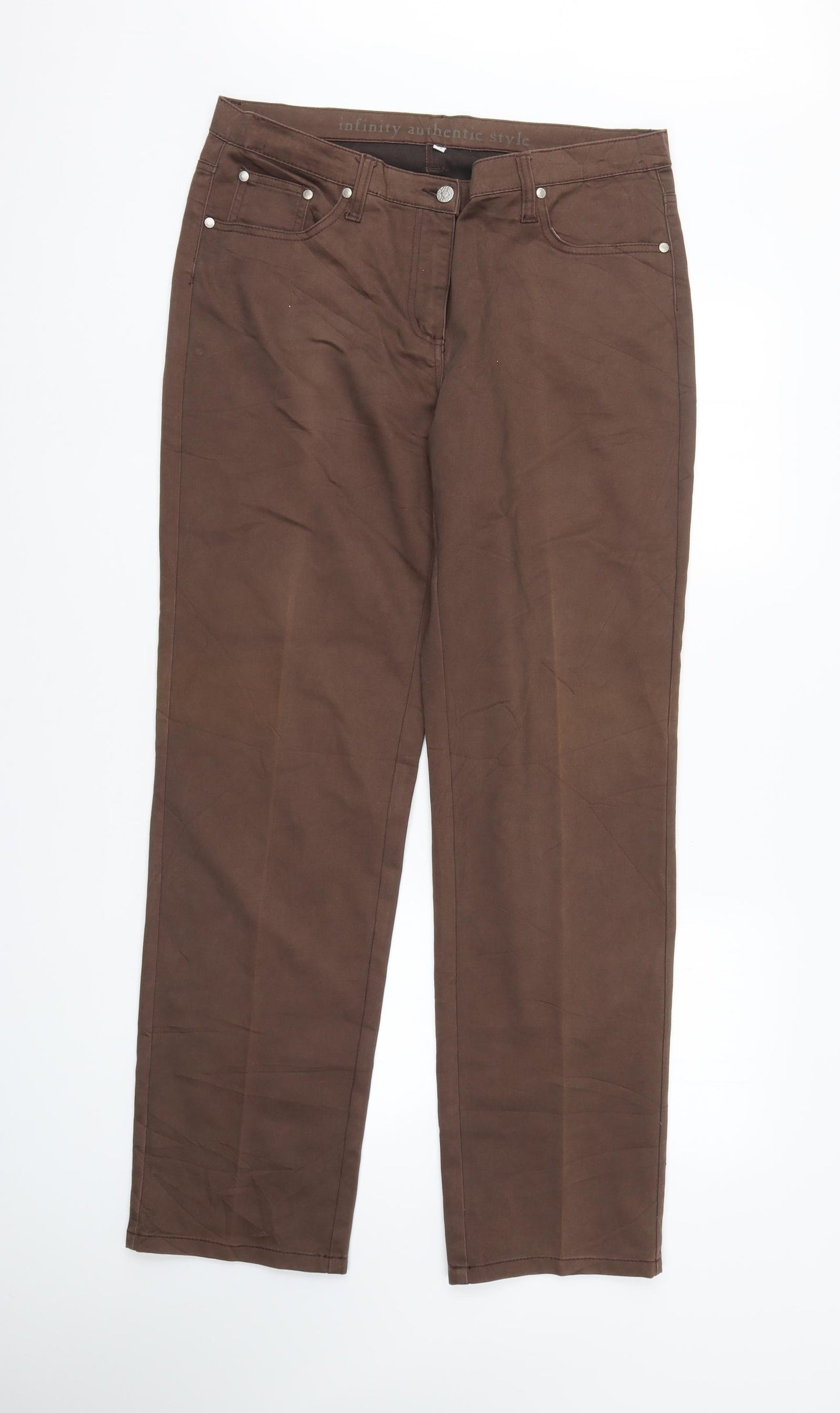 Infinity Womens Brown  Denim Straight Jeans Size 16 L32 in