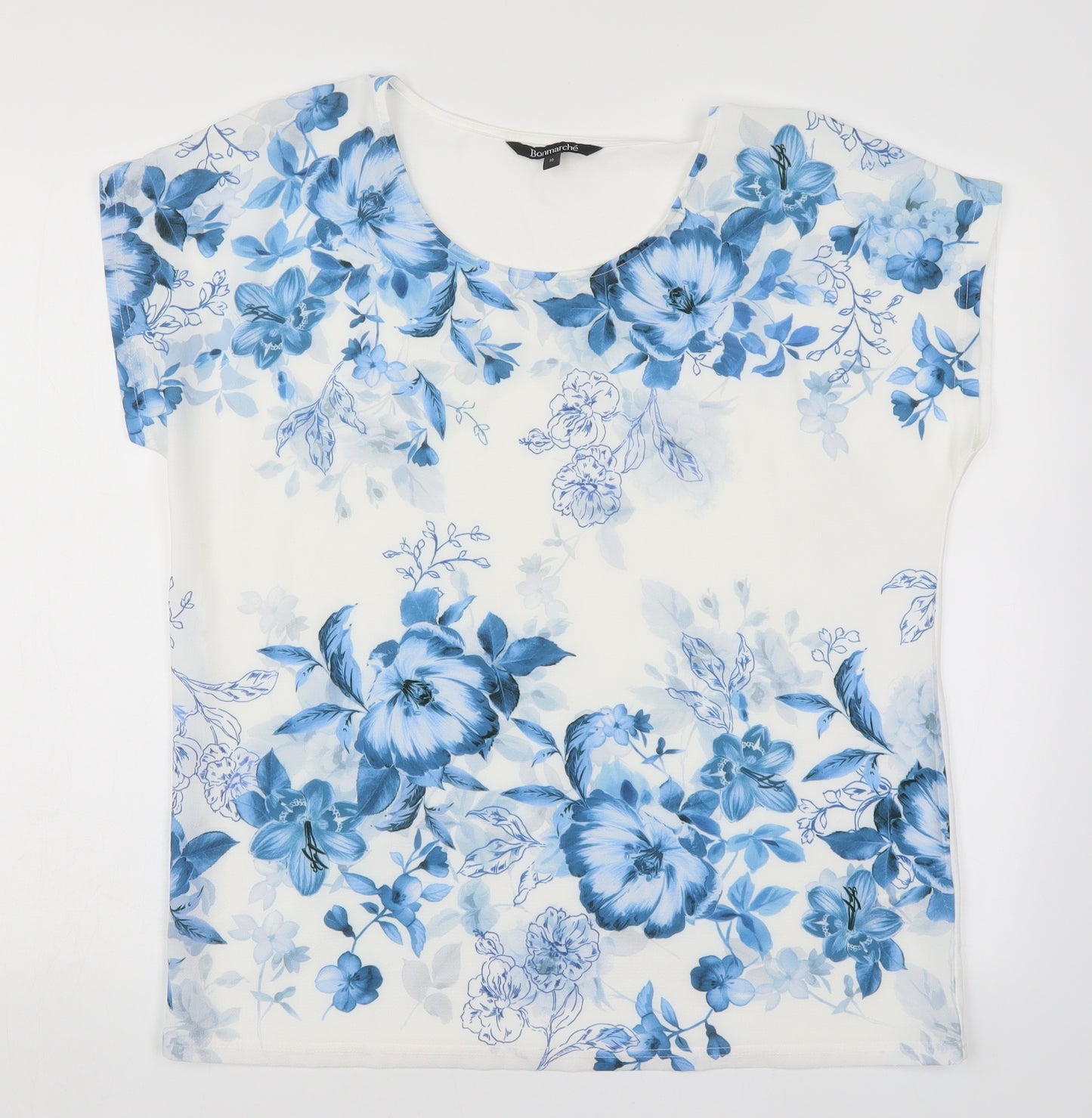Bonmarché Womens Blue Floral  Basic T-Shirt Size 16
