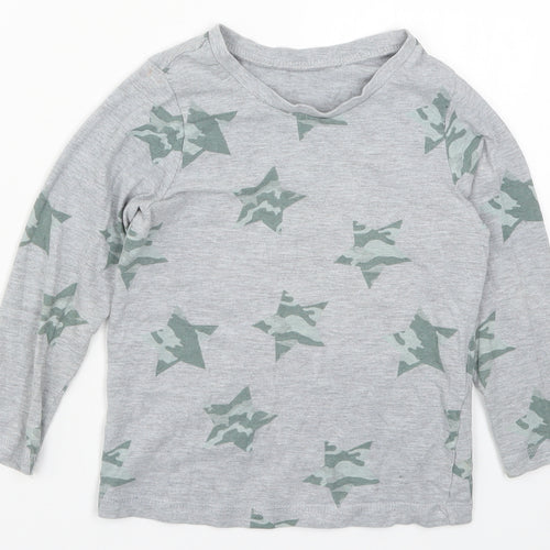 George Boys Grey Solid   Pyjama Top Size 4-5 Years  - Stars