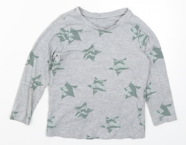 George Boys Grey Solid   Pyjama Top Size 4-5 Years  - Stars