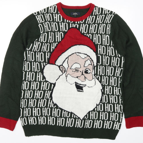 Matalan Mens Green  Knit Pullover Jumper Size L  - Ho Ho Ho Santa