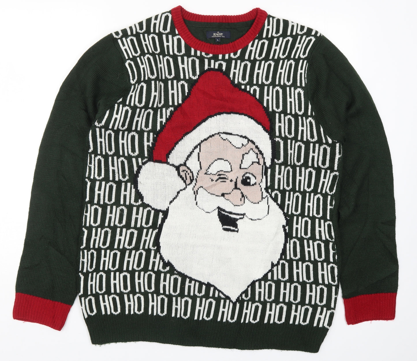 Matalan Mens Green  Knit Pullover Jumper Size L  - Ho Ho Ho Santa