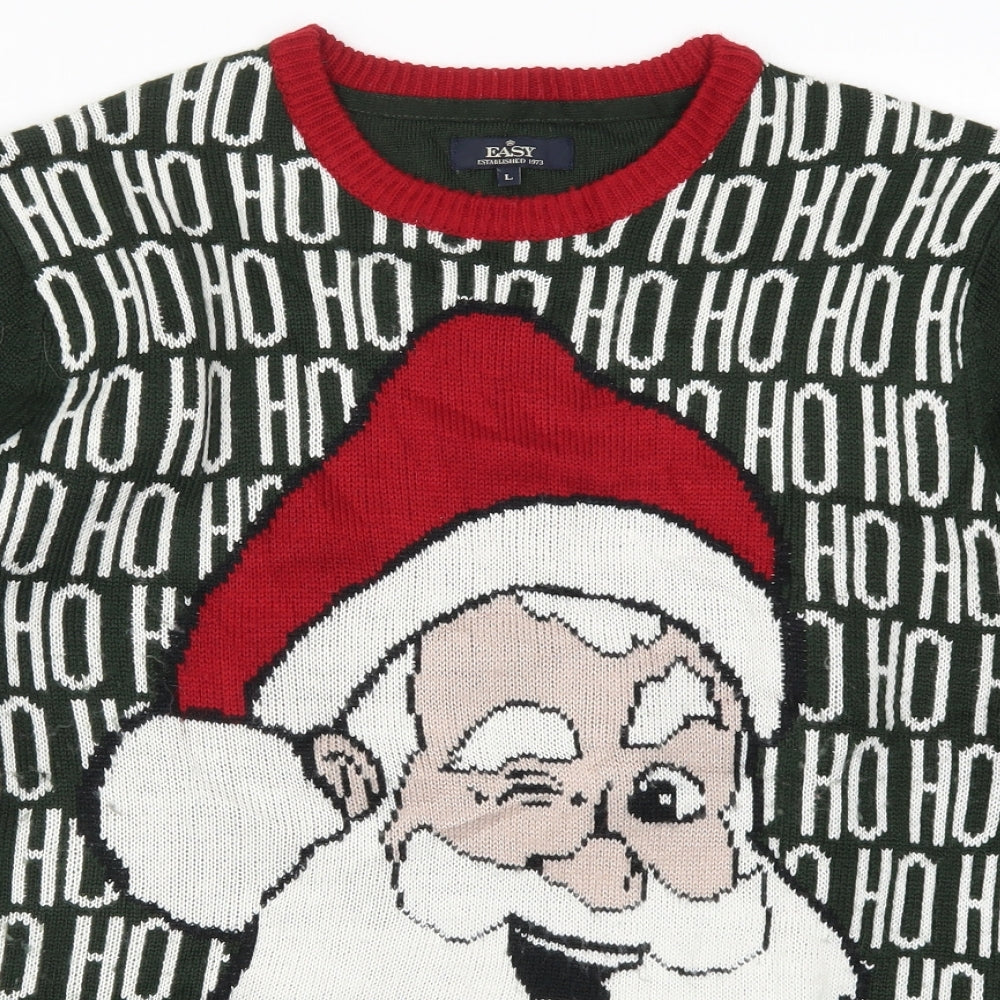 Matalan Mens Green  Knit Pullover Jumper Size L  - Ho Ho Ho Santa