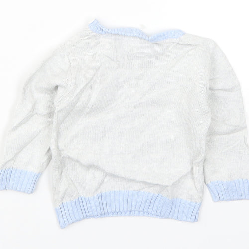 TU Boys Grey  Knit Pullover Jumper Size 6-9 Months  - Bear
