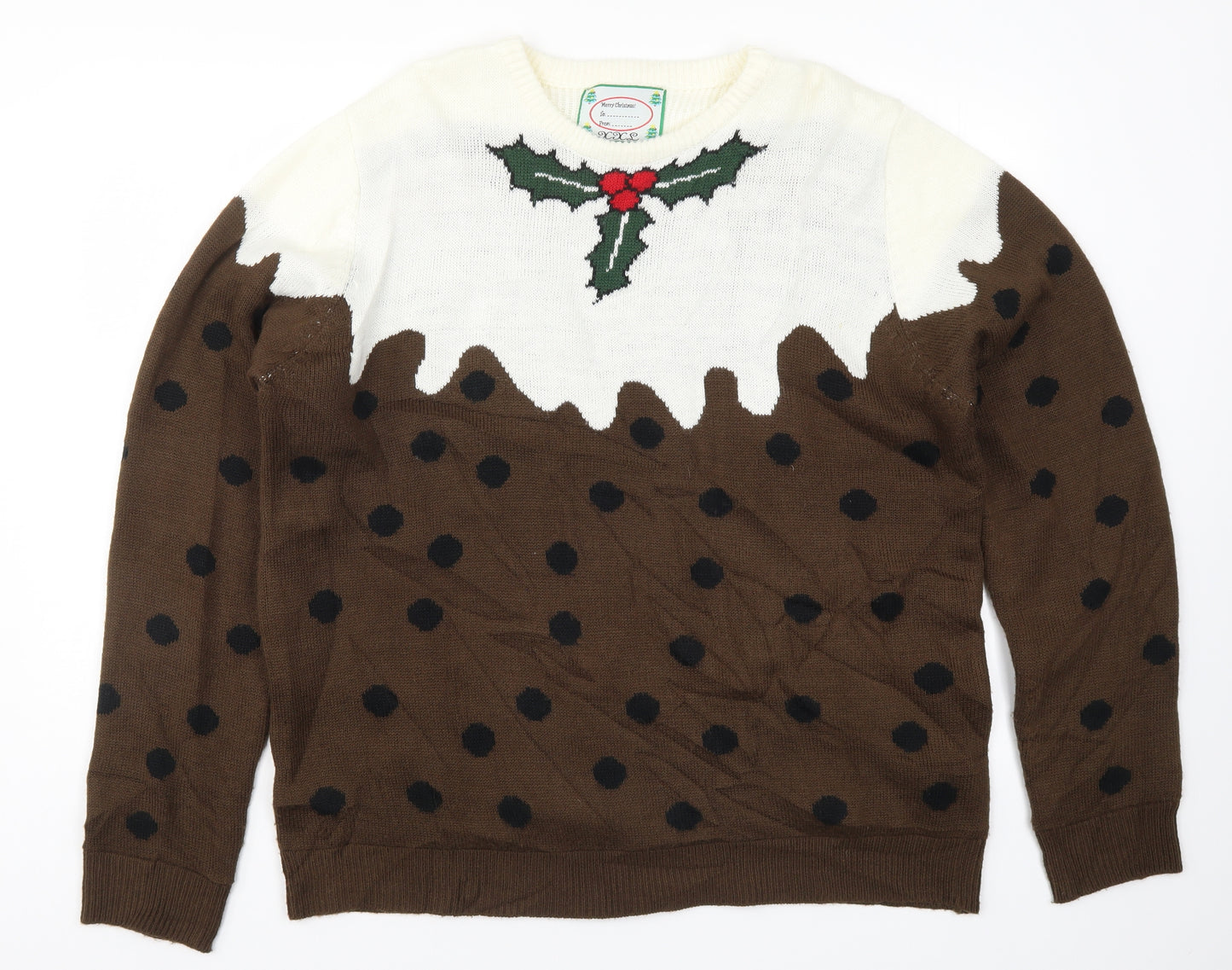 Cedar Wood State Mens Brown Polka Dot Knit Pullover Jumper Size 2XL  - Christmas Pudding