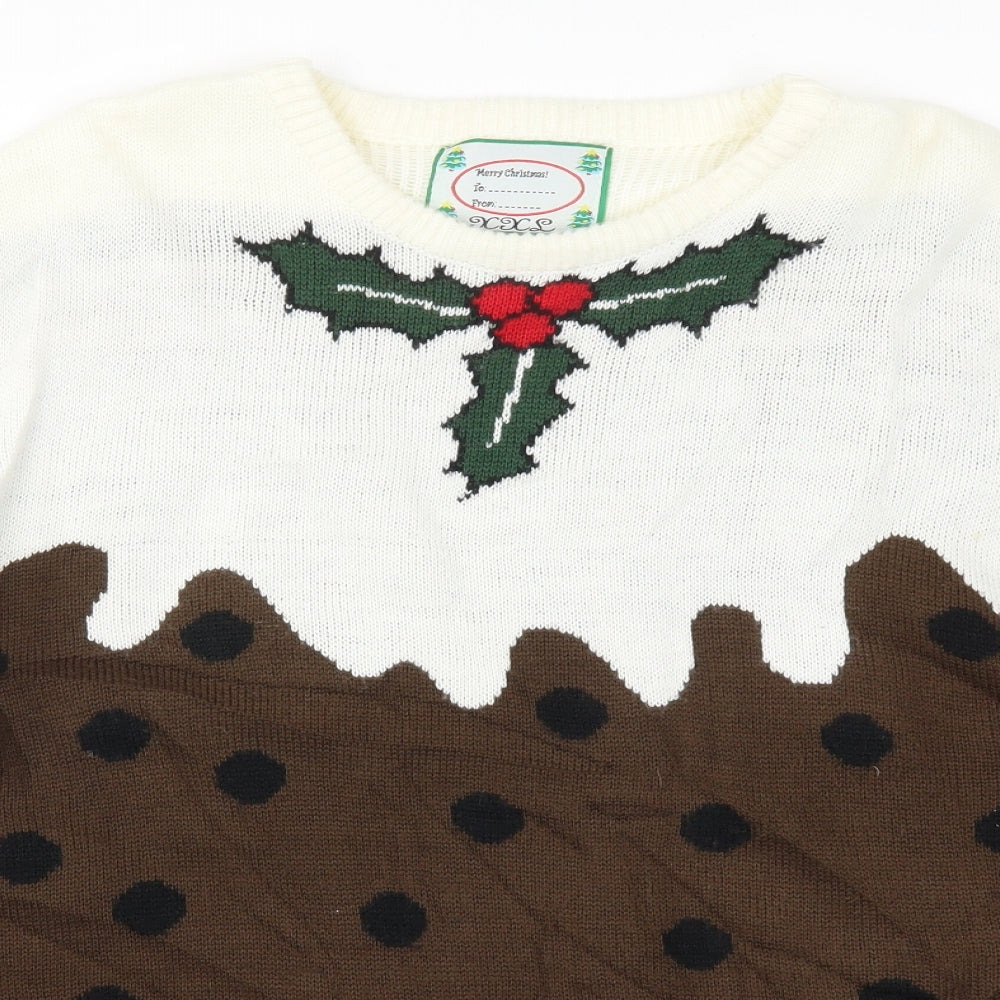 Cedar Wood State Mens Brown Polka Dot Knit Pullover Jumper Size 2XL  - Christmas Pudding