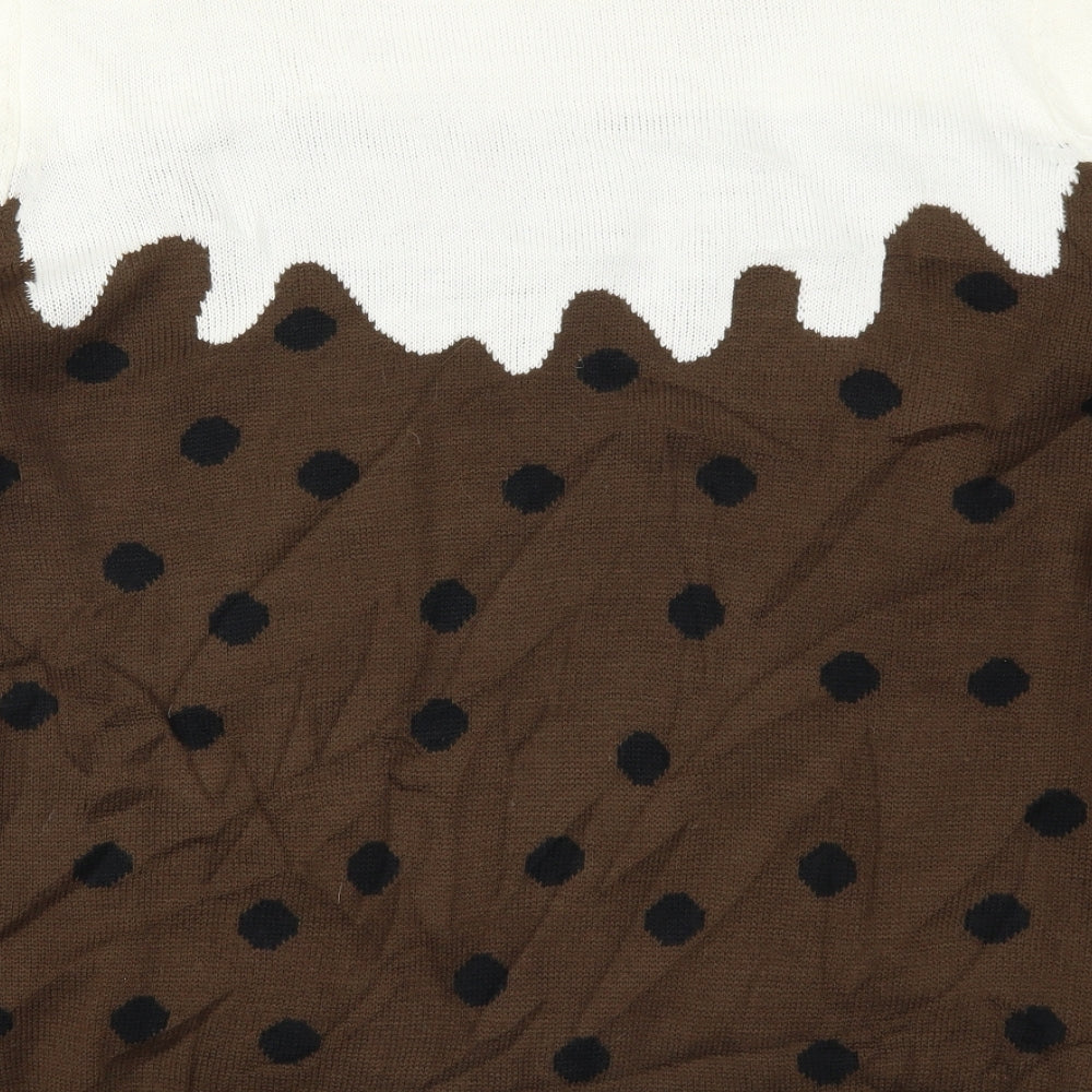 Cedar Wood State Mens Brown Polka Dot Knit Pullover Jumper Size 2XL  - Christmas Pudding