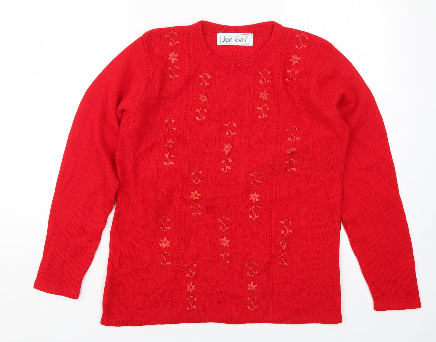 Jan Eva Womens Red  Knit Pullover Jumper Size M