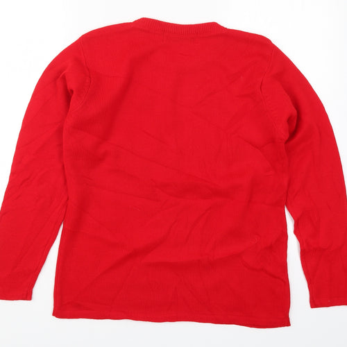 Jan Eva Womens Red  Knit Pullover Jumper Size M