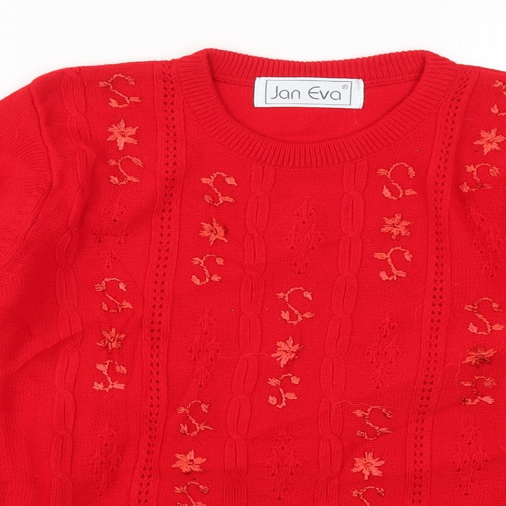 Jan Eva Womens Red  Knit Pullover Jumper Size M